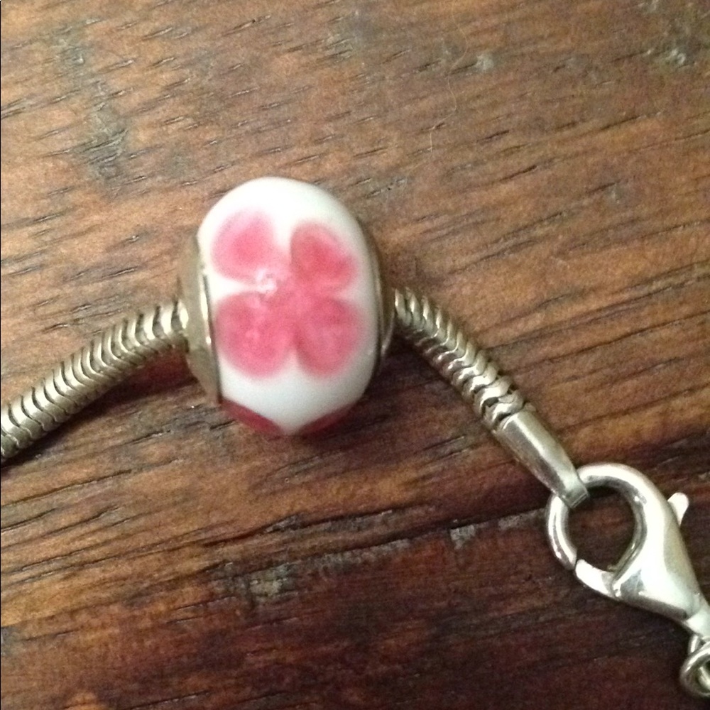 White and pink flower charm